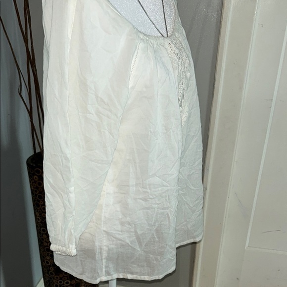 Cream Relaxed Tie Front Blouse - Picture 2 of 8